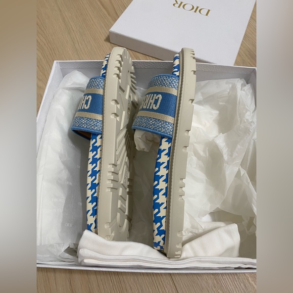 Dior Women's blue Dway Canvas Sandal slides. Size 40. NIB - Picture 4 of 6